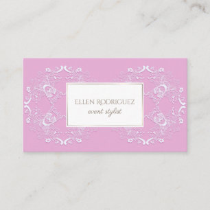 Retro romantisches Vintages rosa mit Blumenmuster Visitenkarte