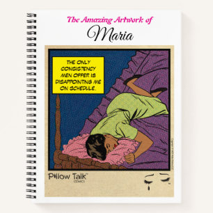 Retro-Romanze-Comic-Skizzenbuch: Bettgeflüster Notizblock