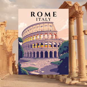 Retro Rome Colosseum Italienische Architektur Kuns Postkarte