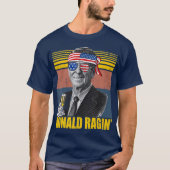 Retro Ronald Ragin Reagan Funny 4. Juli Team T-Shirt (Vorderseite)
