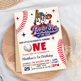 Retro Rookie des Jahres Baseball 1. Geburtstag Einladung