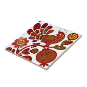 Retro Rooster 60er Mod Style Orange und Red Print Fliese (Seite)