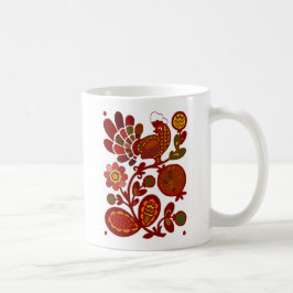 Retro Rooster 60er Mod Style Orange und Red Print Kaffeetasse