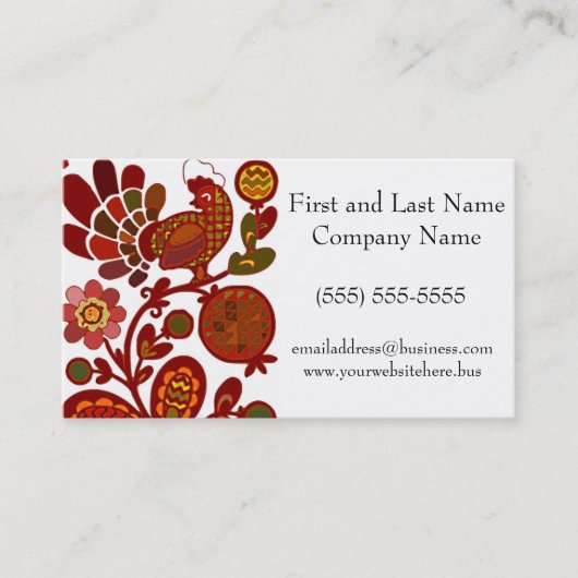 Retro Rooster 60er Mod Style Orange und Red Print Visitenkarte (Vorderseite)