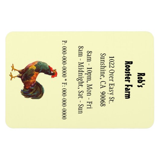 Retro Rooster Custom Advertising Magnet (Horizontal)