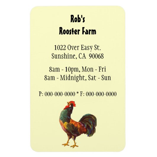 Retro Rooster Custom Advertising Magnet (Vertikal)