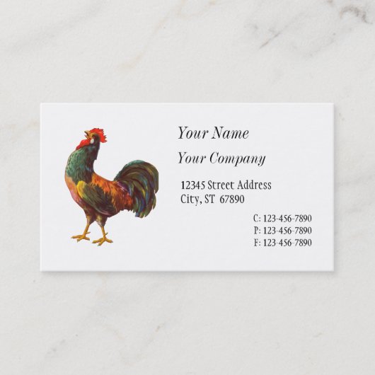 Retro Rooster Custom Business Cards Visitenkarte (Vorderseite)