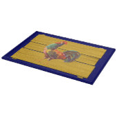 Retro Rooster Glas Cutting Board Schneidebrett (Ecke)