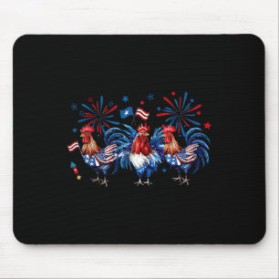 Retro Rooster Patriotic USA Hühner Farm Tier 4 Mousepad