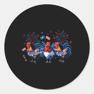 Retro Rooster Patriotic USA Hühner Farm Tier 4 Runder Aufkleber