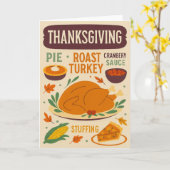 Retro Roots: Eine Vintage Erntedank-Tabelle Karte (Gelbe Blume)