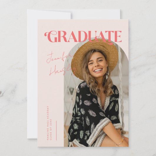 Retro-Rosa-Abschluss Ankündigung (Vorderseite)