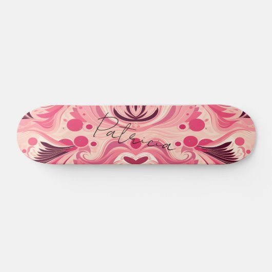 Retro Rosa Abstrakte Florenz Kunst, Dichtung und M Skateboard (Horizontal)