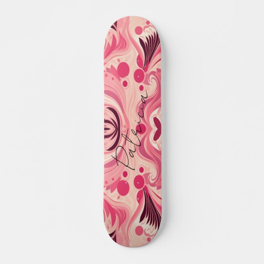 Retro Rosa Abstrakte Florenz Kunst, Dichtung und M Skateboard (Vorne)
