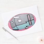 Retro rosa Airstream Anhänger Oval Aufkleber (Umschlag)