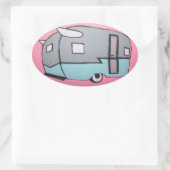 Retro rosa Airstream Anhänger Oval Aufkleber (Tasche)
