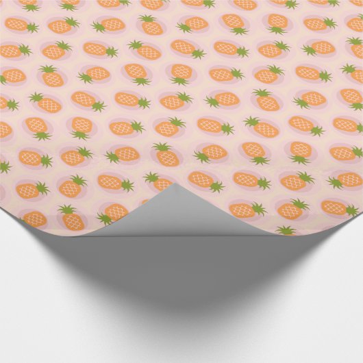 Retro-rosa Ananas-Ananas-Muster, Monogramm Geschenkpapier (Ecke)