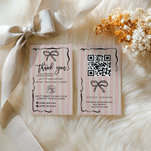 Retro Rosa beiger Schleifen-Logo-QR-Danke-Bestellu Visitenkarte