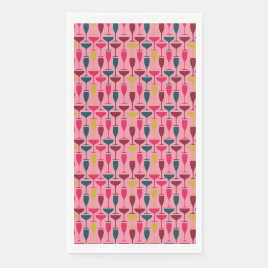 Retro-Rosa-, Blau- und Rotweinmuster Serviette (Vorderseite)