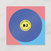 Retro rosa blauer, moderner Musik DJ Vinyl Musiker Quadratische Visitenkarte (Vorderseite)