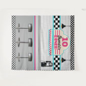 Retro Rosa & Blue Checkerboard Diner Background Wandteppich (Vorderseite (Horizontal))