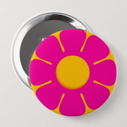 RETRO rosa Blumen-Rucksack-Buttonknöpfe Button (Vorne & Hinten)