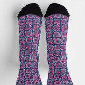 Retro Rosa Blumenblockdruck-Daisy Socken (Oben)