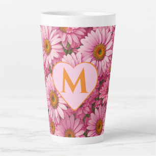 Retro rosa Blumenmuster mit Gänseblümchen Milchtasse