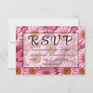 Retro-Rosa-Blumenmuster mit Gänseblümchen RSVP Karte