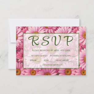 Retro rosa Blumenmuster mit Gänseblümchen RSVP Karte
