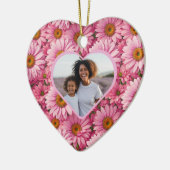 Retro rosa Blumenrosa Farbenblume Fotoplatte Keramik Ornament (Links)