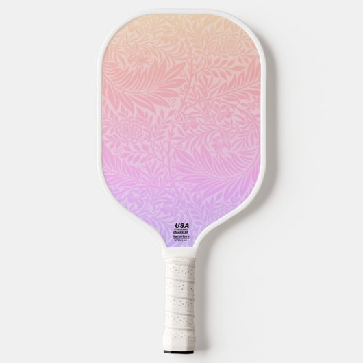 Retro Rosa Botanisches trendy Muster Pickleball Schläger (Rückseite)