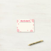 Retro-Rosa-Bublegum-individuelle Name Post-it Klebezettel (Auf Schreibtisch)