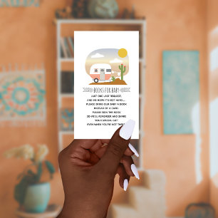 Retro-Rosa-Camper-Wüsten-Baby-Shower-Buch-Anfrage Begleitkarte