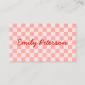 Retro Rosa Checked Business Card Visitenkarte (Vorderseite)