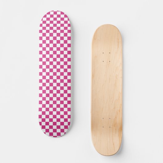 Retro rosa Checkered Pattern Checkerboard der 90er Skateboard (Vorderseite)