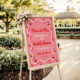 Retro rosa Cherry Valentine Brautparty Willkommen Poster