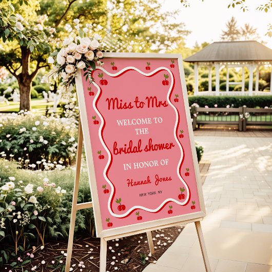 Retro rosa Cherry Valentine Brautparty Willkommen Poster
