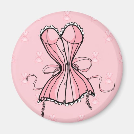 Retro Rosa Corset Magnet (Vorne)