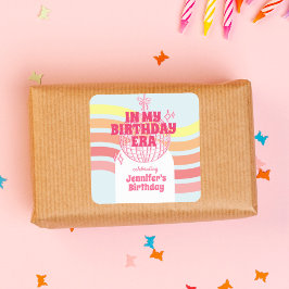 Retro Rosa Disco Ball in meinem Party Quadratischer Aufkleber