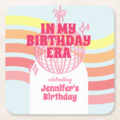 Retro Rosa Disco Ball in meinem Party Rechteckiger Pappuntersetzer (Vorderseite)