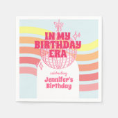 Retro Rosa Disco Ball in meinem Party Serviette (Vorderseite)