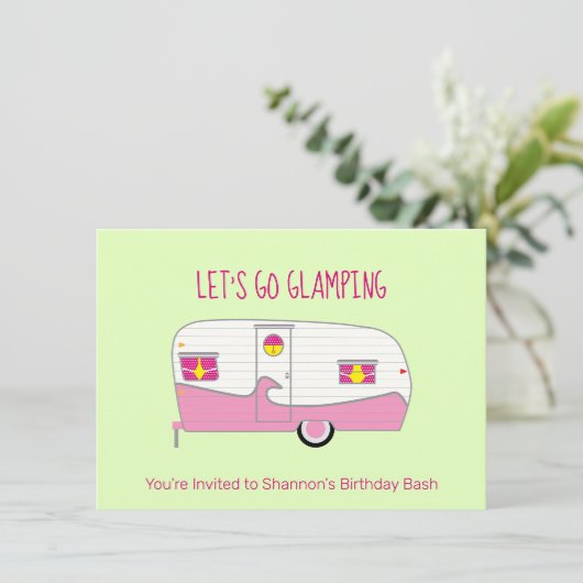 Retro rosa Dosenhammer kann Anhängerglühen Einladung (Stehend Vorderseite)