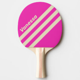 Retro-Rosa-Dreieck-Striping mit Namen Tischtennis Schläger