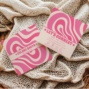 Retro Rosa Farbige Weiche Boho Groovy Weibliche Tr Quadratische Visitenkarte