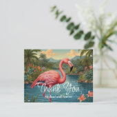 Retro rosa Flamingo Dankeskarte (Stehend Vorderseite)