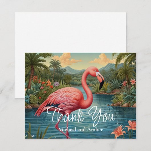 Retro rosa Flamingo Dankeskarte (Vorne/Hinten)