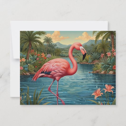 Retro rosa Flamingo Dankeskarte (Rückseite)