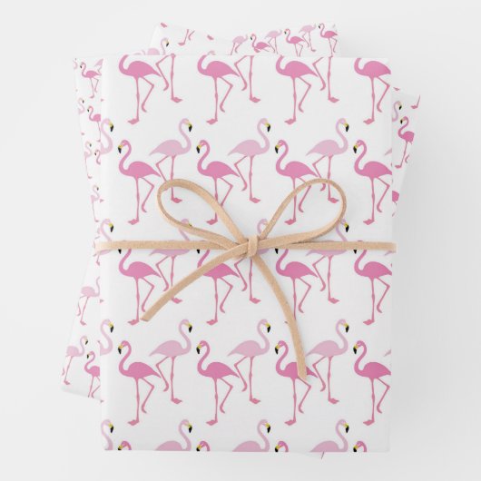 Retro rosa Flamingo-Muster Theme Geschenkpapier Set (Beispiel)