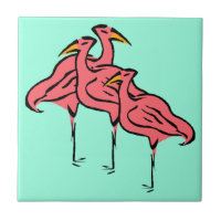 Retro rosa Flamingo-Vogel-Menge auf Aqua-Blau